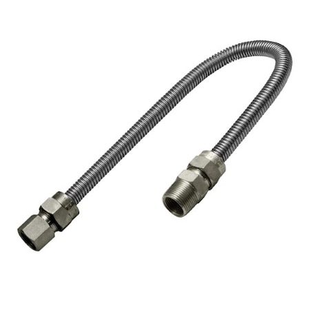 Flextron Gas Line Hose 3/8'' O.D. x 36'' Length 1/2" x 3/8" FIP Fittings, Stainless Steel Flexible Connector FTGC-SS14-36E